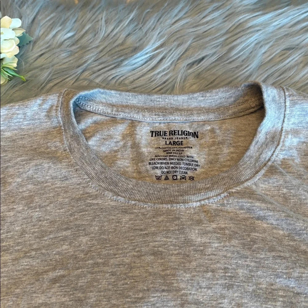 True Religion Heather Gray Crewneck Short Sleeve T-Shirt Sz L